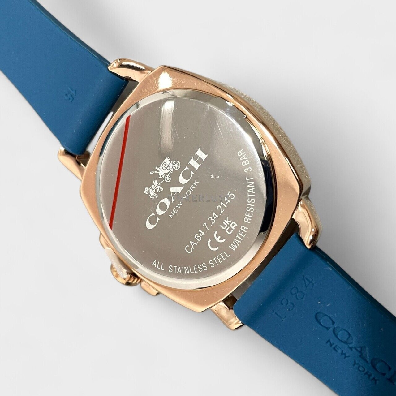 Coach Boyfriend Mini Rose Gold Dial Blue Silicone Watch