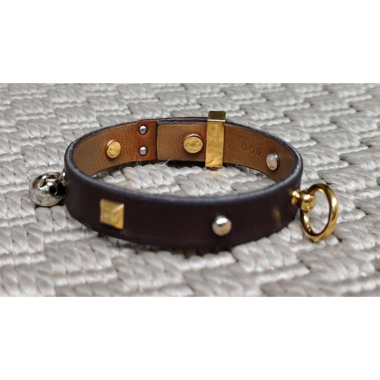 Hermes Brown & Gold Mini Dog Bracelet
