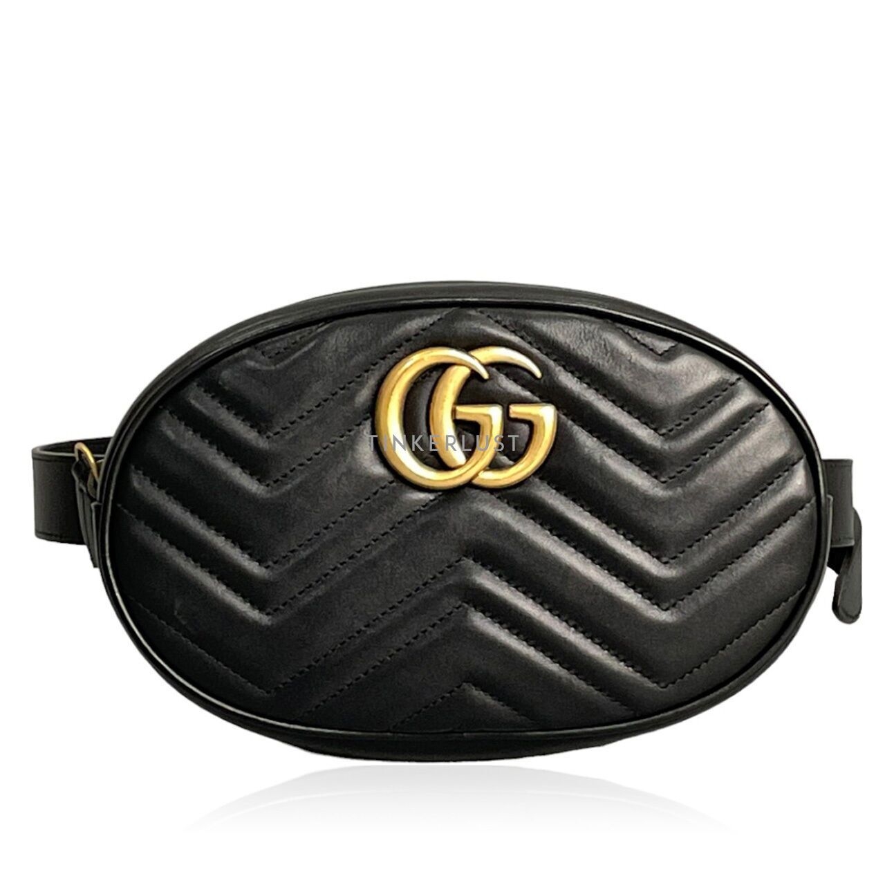 Gucci Calfskin Matelasse GG Marmont Black Calfskin GHW Belt Bag