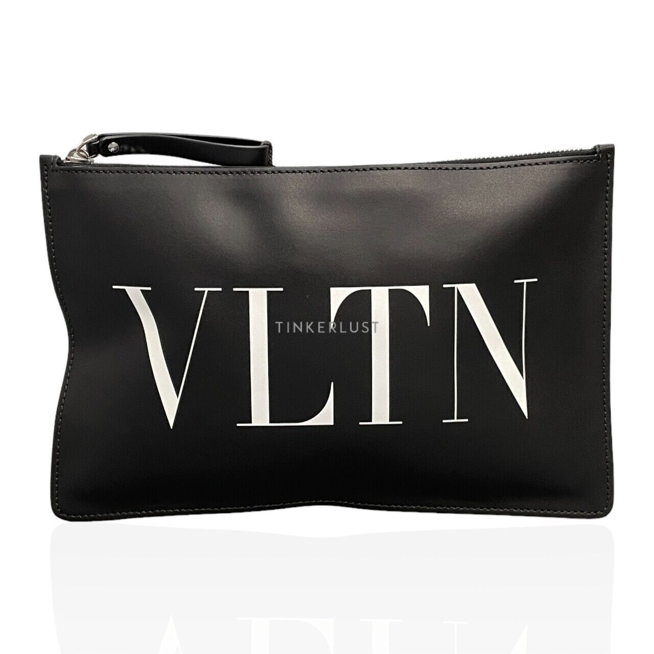 Valentino Men VLTN Logo White & Black Clutch