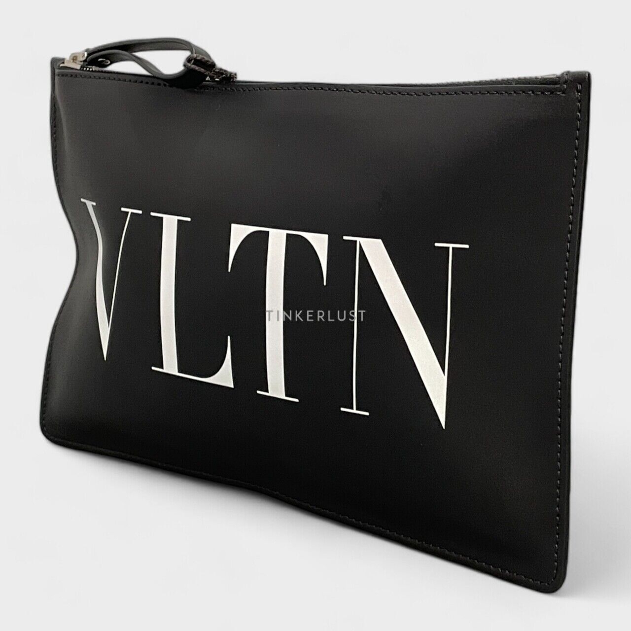 Valentino Men VLTN Logo White & Black Clutch