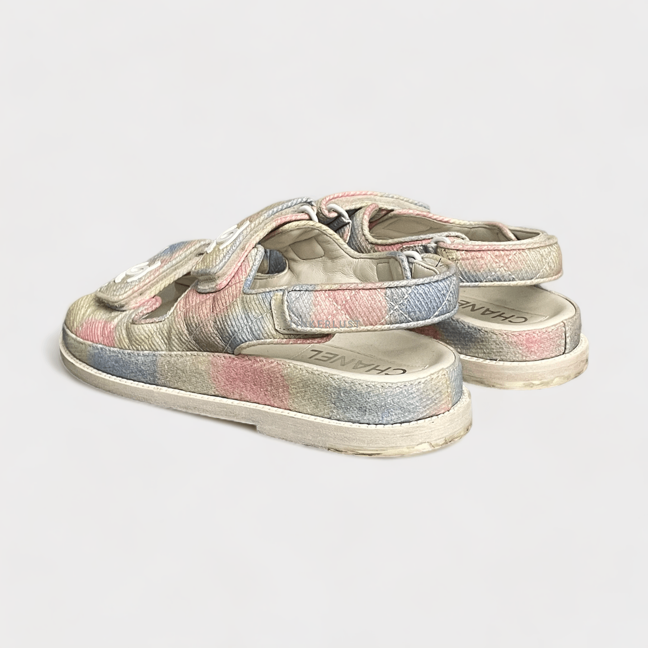 Chanel Dad Sandals Multicolor Printed Fabric Quilted Sandals