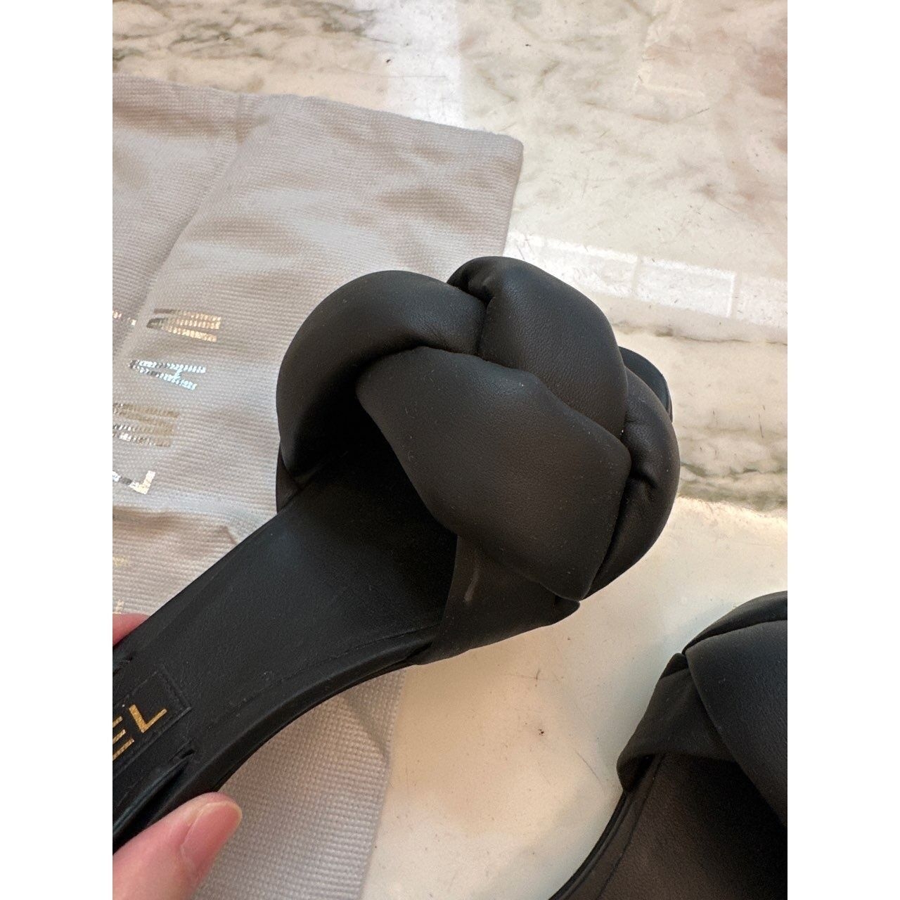 Chanel Black Puffy Slingback Sandals