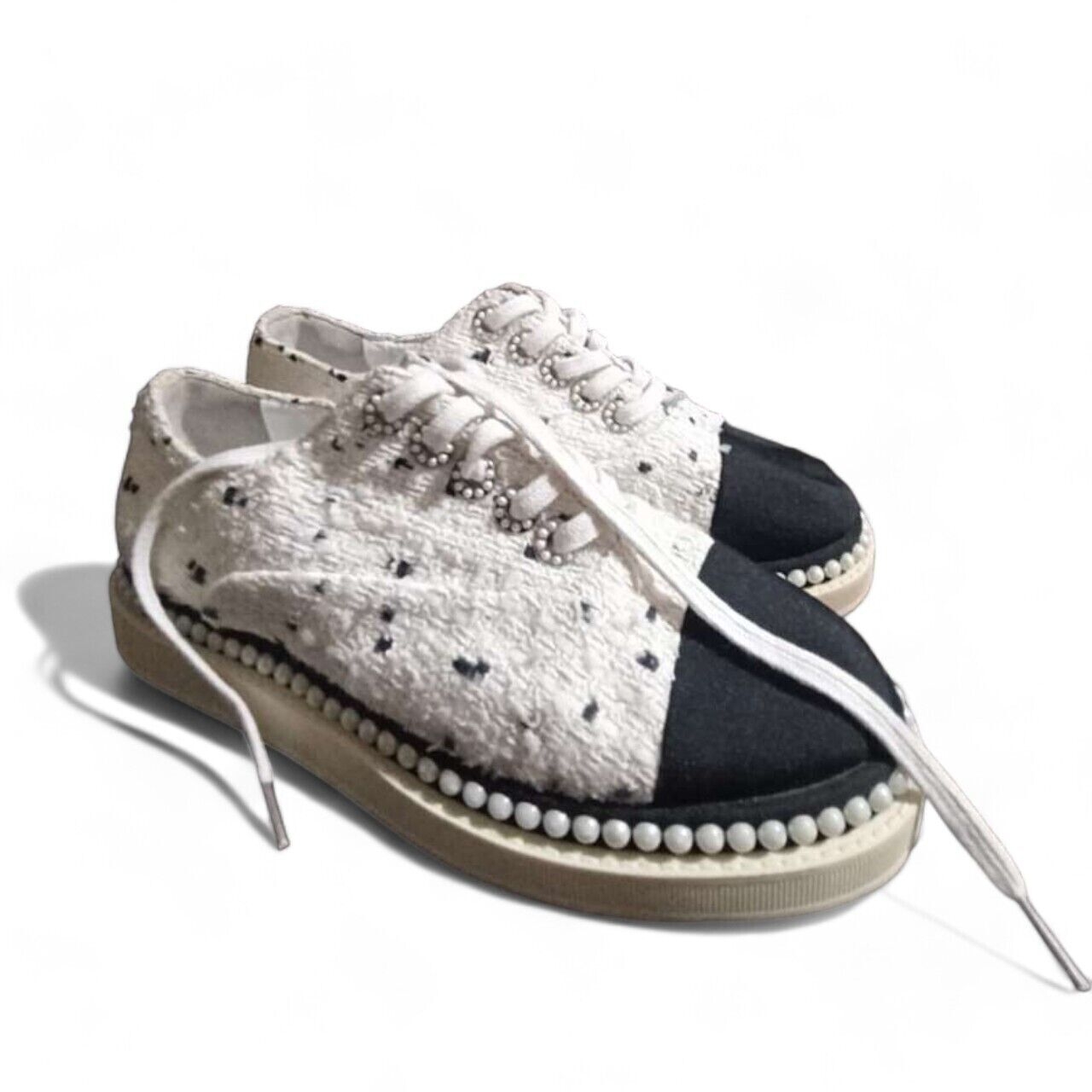 Chanel Tweed pearl sneakers